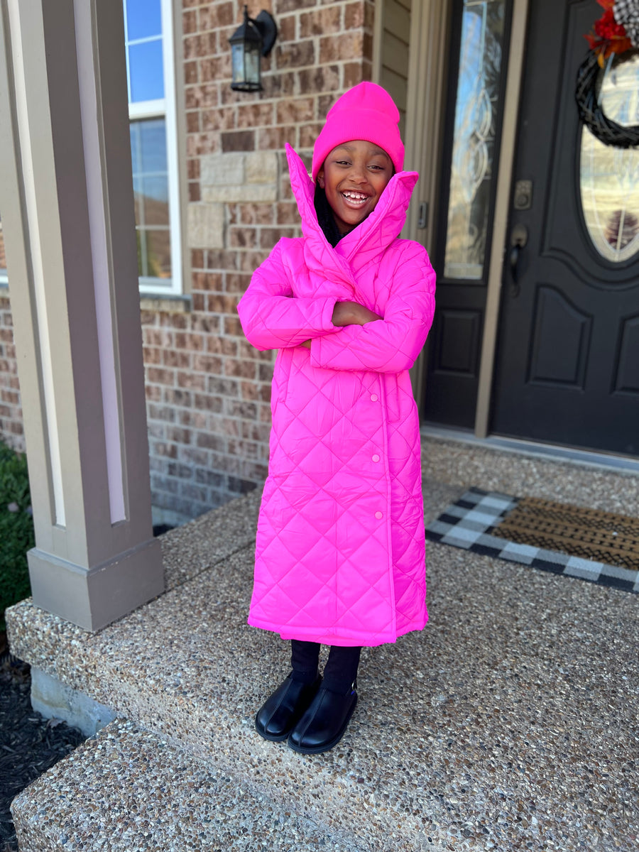 Kids High Neck Fuchsia Quilted Coat – PARKER AND RAYNE