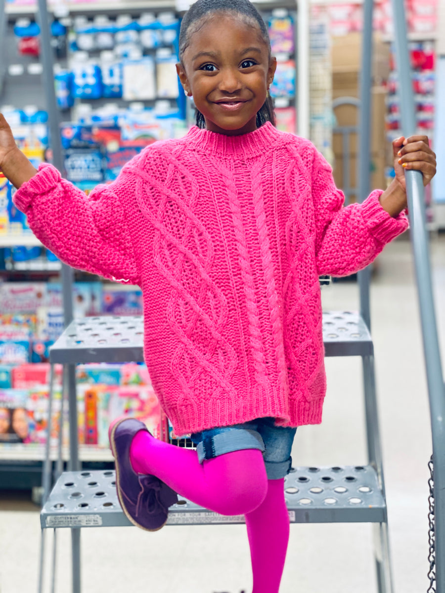 Hot Pink Cable Knit Sweater – PARKER AND RAYNE