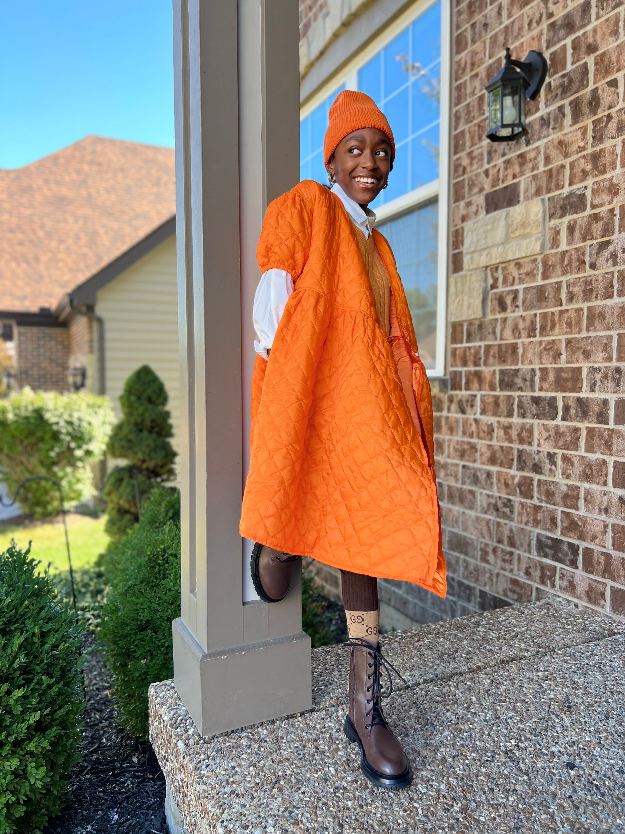 Orange Quilted Puff Sleeve Jacket – PARKER AND RAYNE